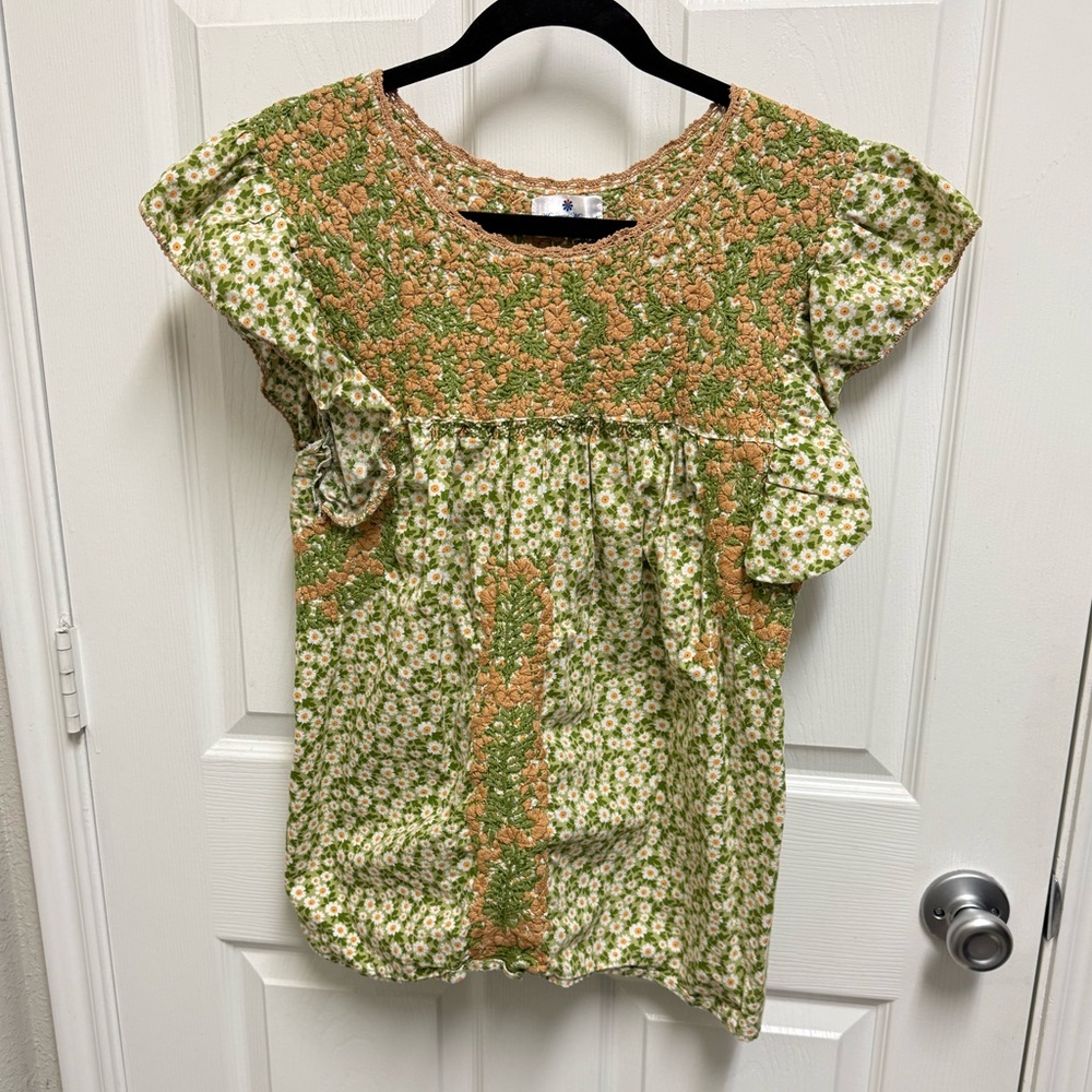 Margarita Mercantile Oaxacan Floral Embroidered Blouse